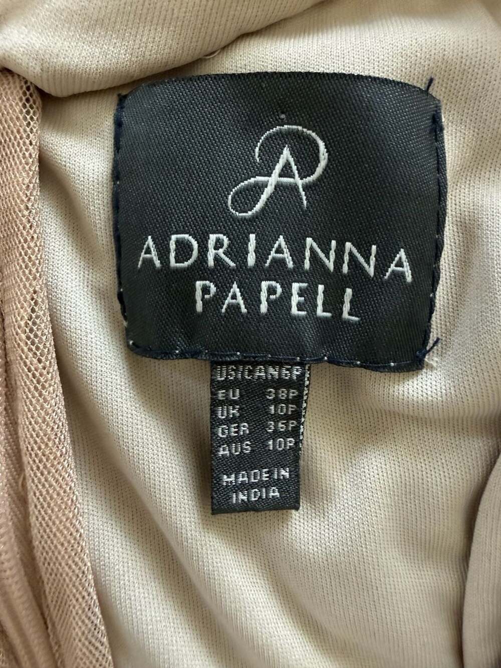 Adrianna Papell Short Sleeve Scoop Back Champagne Gold Sequin Dress 6 Petite - Picture 6 of 9